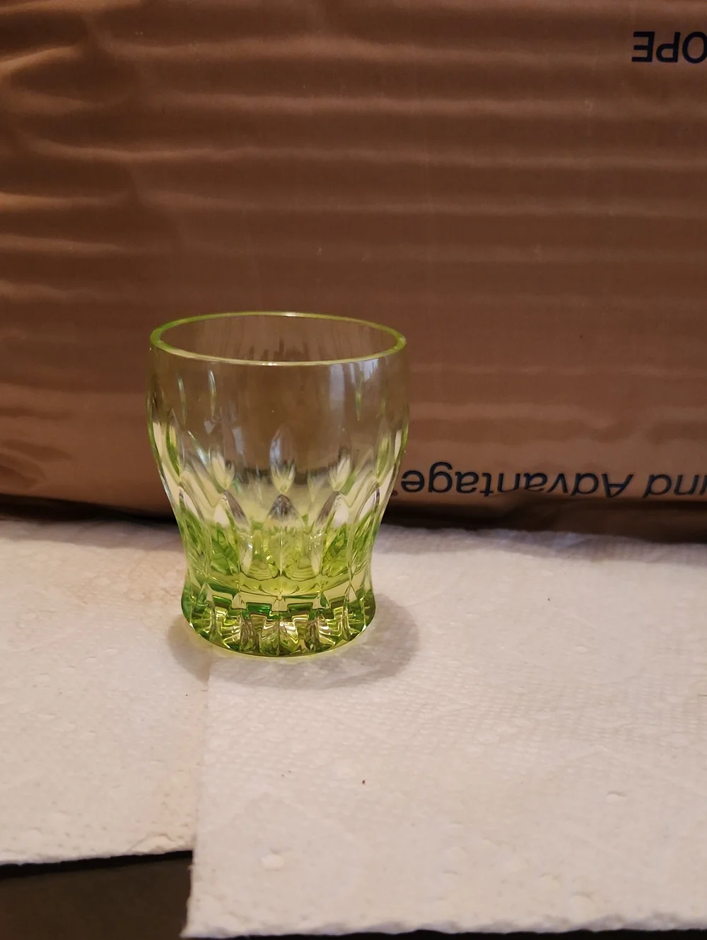 Faberge' -Na Zdorovye Light Green Shot Glass . Crystal!